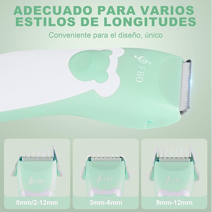 FBO Bikini Trimmer & Adult Painless Electric Shaver,Baby Hair Clippers Kit,Infant Kids Multipurpose Hair Trimmer-Quiet,Cordless,Waterproof,Rechargeable,Sharp Durable,with Ceramic Blades,Green