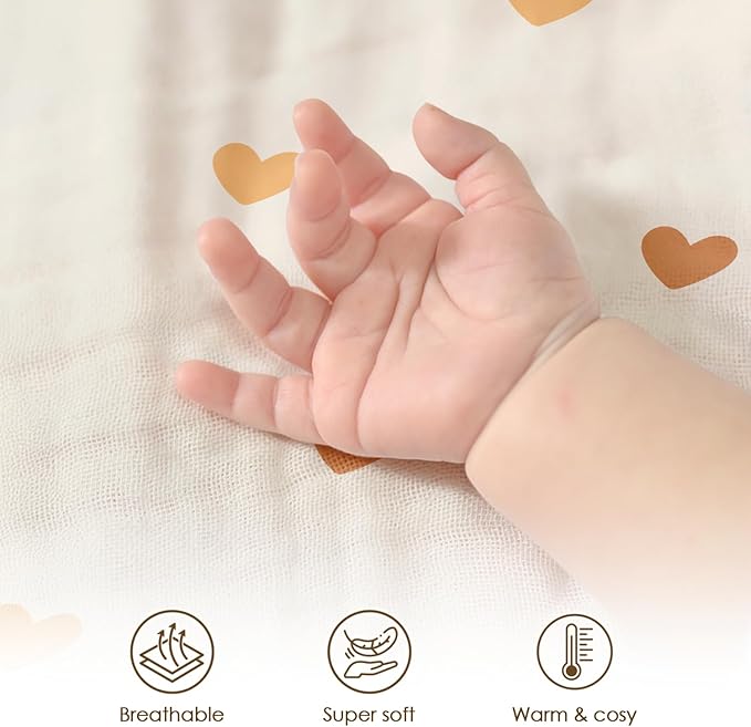 Heart Baby Blankets for Girls, Soft Nursery Minky Blankets with Muslin and Dotted Fleece Back 30x40 inches, Receiving Bed Quilt for Newborn, Infants, Toddlers