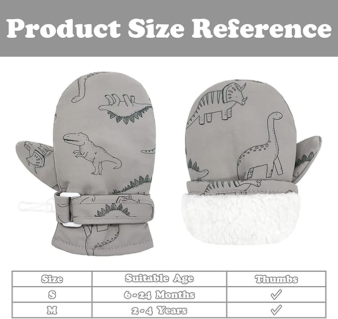 Toddler Gloves Kids Mittens Winter Warm Lined Fleece Gloves Waterproof Snow Baby Mitten for Boys Girls