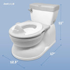 Real Feel 2-in-1 Potty with Wipes Storage, Flushing Sounds & Disposable Liners - Realistic Toilet - Easy to Clean & Assemble - Jool Baby (Gray)
