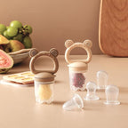 2 Pack Silicone Baby Fruit Feeder with Mini Freezer Tray, Breastmilk Popsicle Molds for Baby Teething Relief, Teethers, Fresh Food Feeder for Safe Infant Self Feeding, Extra Food Pouches - Chocolate