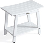 Large Waterproof Shower Bench for Inside, HDPS White Shower Stool for Shaving Legs, Spa Bath Chair Seat for Bathroom, Indoor/Outdoor Use, No Maintenance, Weight Capacity 500LBS