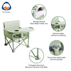 New Portable Travel Booster Seat with Tray|Foldable Infant Seat Booster Dining Chair|Great for Camping, Beach, Lawn|Toddler, Child Camping Chair 6 Months - 3 Years Old (Green)