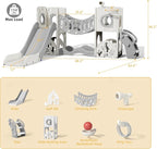 KORIMEFA 10 in 1 Toddler Slide Set, Kids Slide for Toddlers, Outdoor Indoor Playground for Toddlers 1-3, Toddler PlaySet with Basketball Hoop and Ball Golf Set, Climbing Arch(Grey)