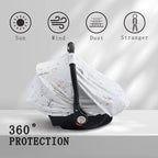 Baby Car Seat Cover, Soft Sun Shade Cover, Breathable Comfortable Privacy Carseat Canopy Protect for Newborn Infant Boys Girls (Animals)