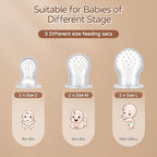 2 Pack Silicone Baby Fruit Feeder with Mini Freezer Tray, Breastmilk Popsicle Molds for Baby Teething Relief, Fresh Food Feeder for Safe Infant Self Feeding, Extra Food Pouches - Pink