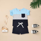 Baby Boy Clothes Toddler Boy Summer Outfits Short Sleeve Patchwork Top T-shirt & Pocket Pant Set 2 Piece 12 Months-4T