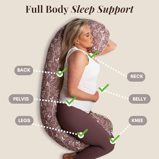 BellaMoon C Shaped Pregnancy Pillow for Sleeping (55 Inch) Maternity Body Pillow with Cooling Cover Soft Support for Women, Back, Legs, Belly C Pillow for Side Sleeping & Full Body pillows for adults