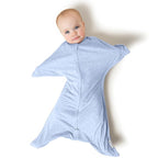 SleepingBaby Zipadee-Zip Transition Swaddle - Cozy Baby Swaddling Blanket with Zipper Convenience - Roomy Wearable Blanket for Easy Diaper Changes - 12-24 Month - Baseline Blue Heather