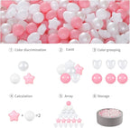 GOGOSO Pink Ball Pit Balls with Star Bals Heart Balls 100 - Crushproof Plasticballs for Babies Toddlers Kids Children for 1 2 3 4 5 Years Old,5 Colors,2.15inches