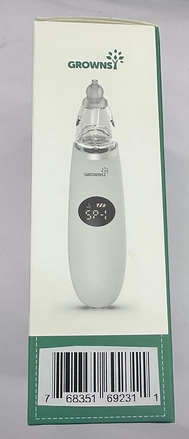 GROWNSY Nasal Aspirator for Baby | Baby Nose Sucker | Electric Nose Suction for Toddler, Ergonomic Booger Sucker with 3 Silicone Tips, Music & Light Soothing Function(Purple)