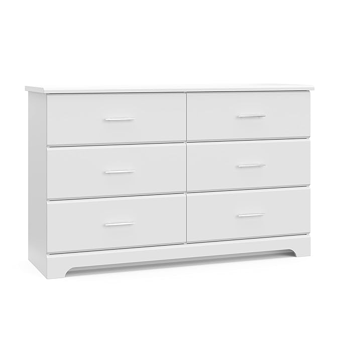 Storkcraft Brookside 6-Drawer Dresser (White) – GREENGUARD Gold Certified, White Dresser for Bedroom, Kids & Nursery Storage Chest, Safety Interlocking Drawers, Pre-Installed Tracks, Kids Chest
