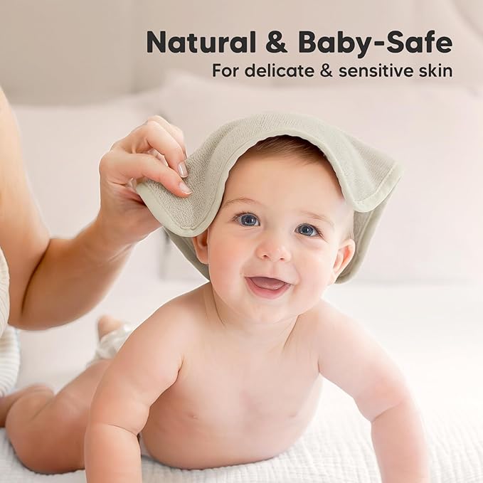 6-Pack Baby Washcloths - Soft Absorbent Viscose from Bamboo Wash Cloths for Babies, Kids, Toddlers, Infant, Newborn Bath Towels, Gentle on Sensitive Skin, 10x10 Reusable Face Towels (Stone/Dove)