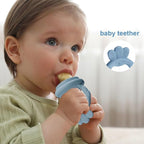 Baby Food Fruit Feeder, Breastmilk Baby Popsicle Molds, Silicone Teether Freezer Tray Food Feeder Pacifier for Teething Relief (Blue)