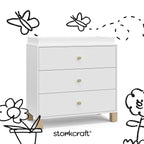 Storkcraft California 3-Drawer Chest with Removable Changing Topper (White with Driftwood) – GREENGUARD Gold Certified, Interlocking Drawer System, Pre-Installed Tracks, Easy Assembly