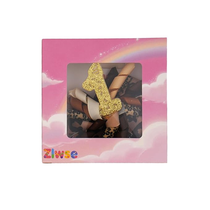 Birthday Hair Bow for Baby Girls 1 2 3 4 5 6 Years Sprinkle Decorations Party Hair Accessories Headband for First 1st Birthday Leopard Print