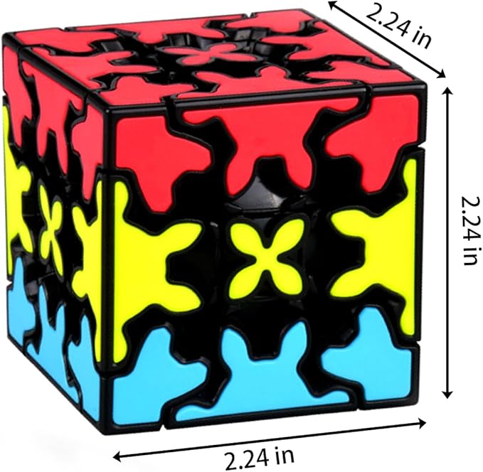 Gear Cube 3x3 with Three-Dimensional Gear Structure Magic Cube 3x3x3 Puzzles Toys (60mm) Brain Teaser Puzzle Game Toy for Children and Adults (Style A)