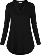 Joymom Maternity Rolled Long Sleeve Nursing Tops Tunic Blouses Breastfeeding