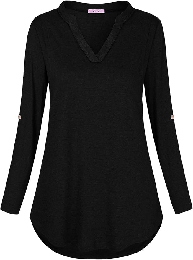 Joymom Maternity Rolled Long Sleeve Nursing Tops Tunic Blouses Breastfeeding