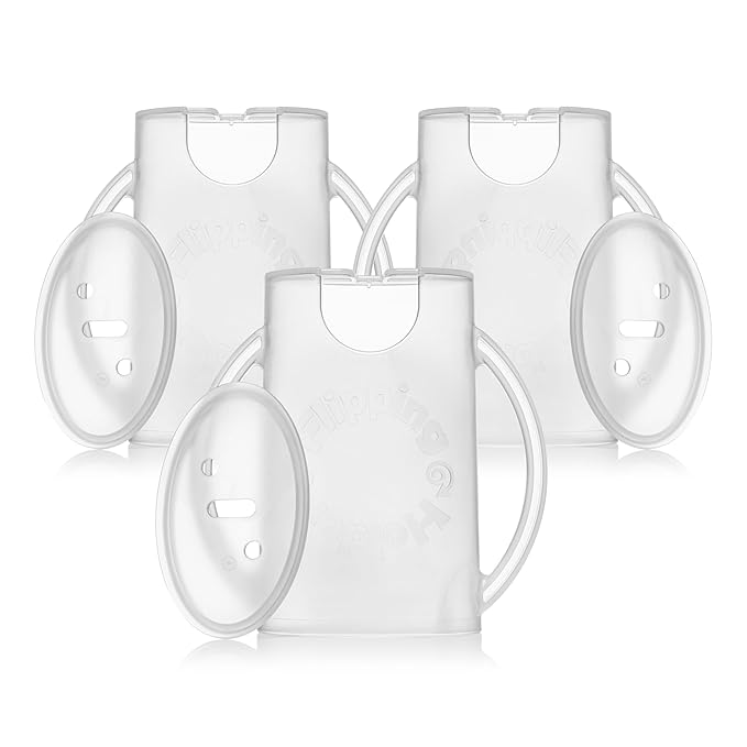 Flipping Holder Squeeze Proof Food Pouch Holder for Toddlers, Babies, Kids, Mess Free No Squeeze Juice Box Drink Holder with Easy Grip Handles and Lid - Made in USA (White 3 Pack)