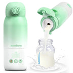Portable Bottle Warmer for Travel, Dual Heating Modes for Breastmilk & Water, Portable Bottle Milk Warmer with Fast Heating & Long Battery Life, 10 Ounces Large Capacity (Green)
