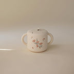 mushie Silicone Snack Cup | Spill Proof Food Container for Toddler and Baby (Pink Flowers)