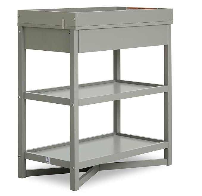 Dream On Me Owen Changing Table in Sea Grass, JPMA Certified, with Two Bottom Shelves for Storage