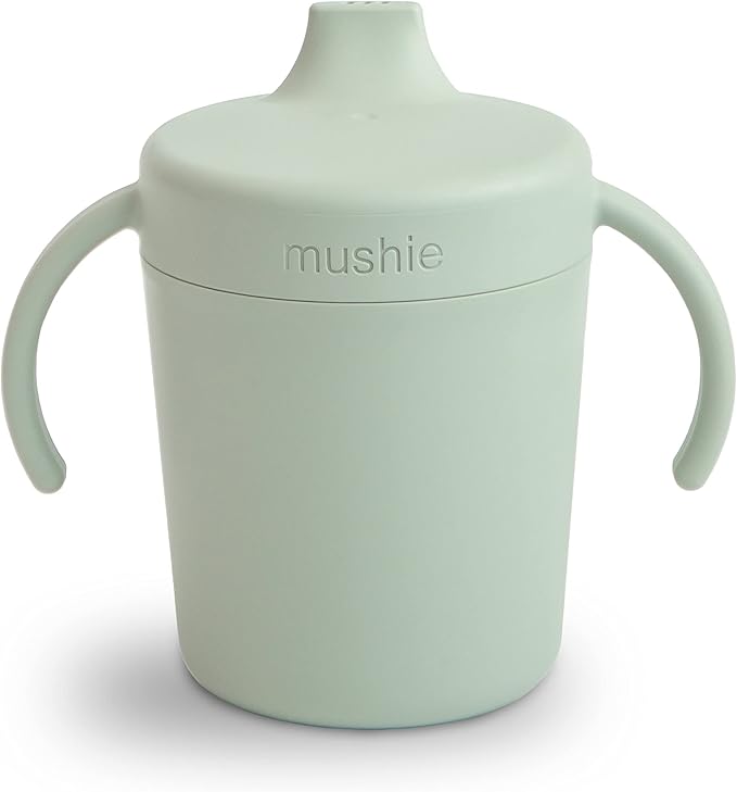 mushie Trainer Sippy Cup | Made in Denmark | Leak Resistant Twist-Off Lid & Handles | 6 Months + (Sage)