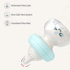 YOHKOH Newborn Glass Baby Bottles with Slow Flow Nipple for 0+ Months, Wide Neck Feeding Bottle, 2.7oz/80ml (Blue, 2.7oz (Pack of 4))