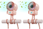 2 Pack Multifunctional Portable Stroller Fan 4 Speed 6600rpm High Speed Usb Rechargeable Personal Mini Handheld Fan Extended Tripod For Desktop Winding Kids Bed Treadmill Bike Golf Cart Outdoor Travel
