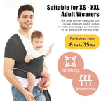 Acrabros Baby Wrap Carrier,Hands Free Baby Carrier Sling,Lightweight,Breathable,Softness,Perfect for Newborn Infants and Babies Shower Gift,Charcoal Grey