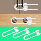 (3 pack white) 4 button Cabinet Locks, U-Shaped Proofing Drawers Safety Child Locks Adjustable, for Wardrobe,Kitchen,Bathroom,Drawer,Fridge,Cupboard Doors Knobs & Handles