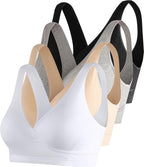 SUIEK 4 Pack Nursing Sleep Bra Maternity Bralette Cotton Breastfeeding Bras