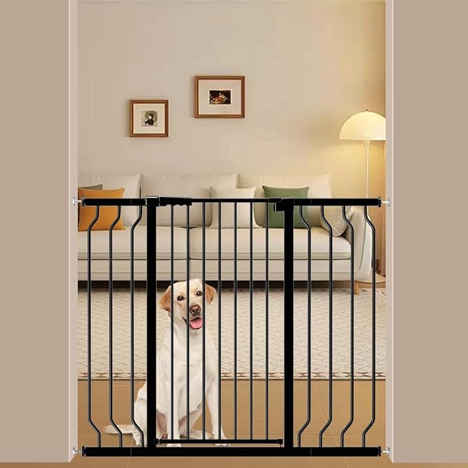 ALLAIBB Black 40.55" Extra Tall Wide 29.92-46.85" Baby Gate Pressure Mounted Walk Through Child Kids Safety Toddler Tension Pet Dog Gates with Extension for Doorways Kitchen