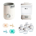 Tommee Tippee Ultimate Feeding Kit, Steridryer Electric Steam Sterilizer and Dryer, Easiwarm Baby Bottle Warmer, Ultra-Light StayPut Pacifier & 5oz Natural Start Anti Colic/Gas Baby Bottles