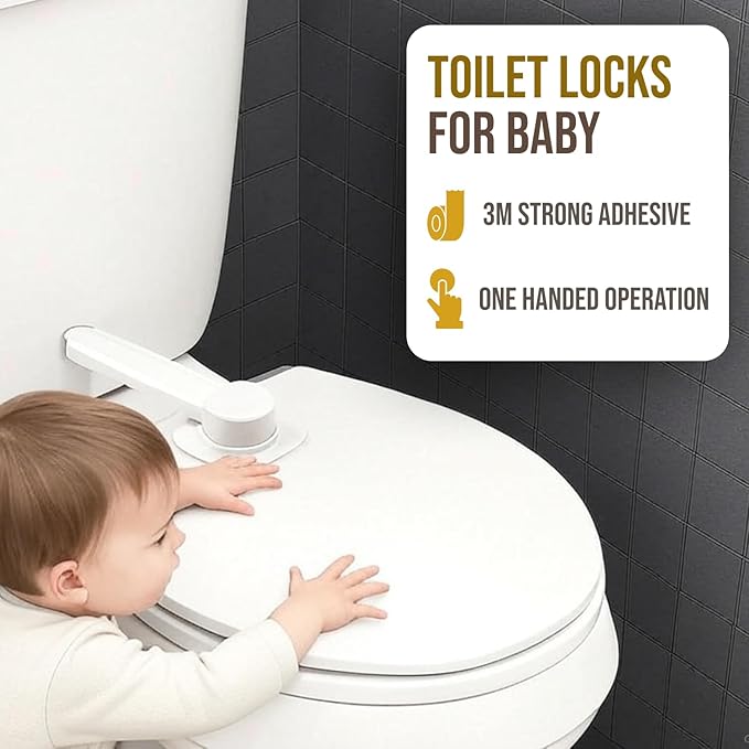 Toilet Locks Baby Proof (2 Pack) - Easy to Install, Use and Effective Toilet Baby Proofing