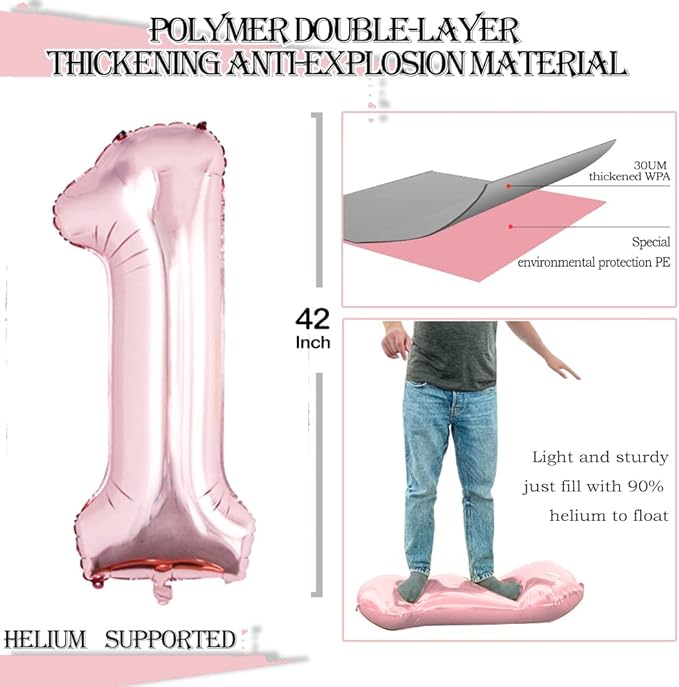 GOER Number 16 Balloons for 16th Birthday Sweet 16 Party Decorations,42 Inch Jumbo Foil Helium 61 Balloons for 61st Birthday Party Decoration (Rose Gold)