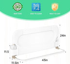 Folding Bed Rail for Toddlers,Baby Bed Rail Guard with Reinforced Anchor Safety System,Fit Bunk,Full Size,Queen,King,Twin(White,43"x23.6")
