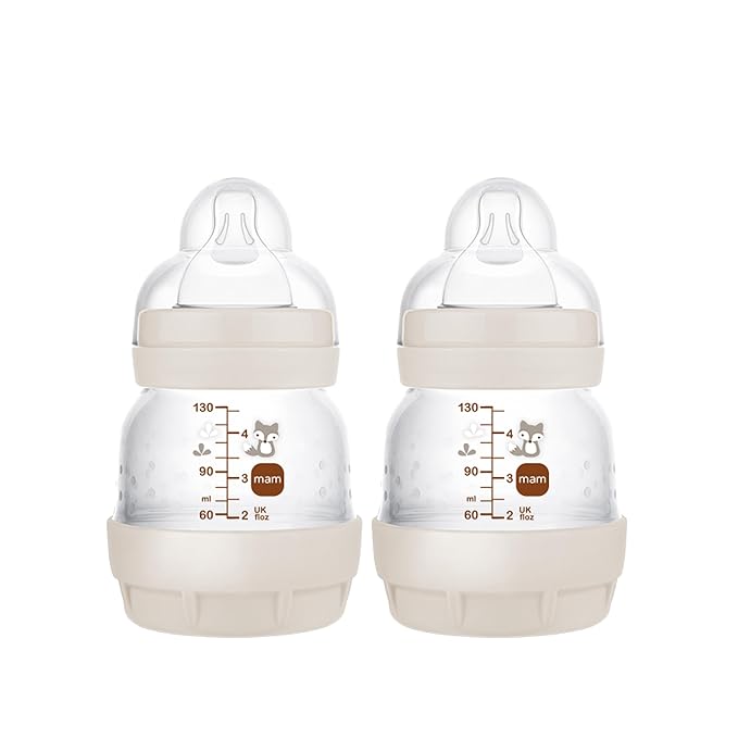 MAM Easy Start Anti-Colic Baby Bottles, Extra Slow Flow, Breastfeeding-Like Silicone Nipple Bottle, Reduces Colic, Gas, & Reflux, Easy-to-Clean, BPA-Free, Vented Baby Bottles for Newborns, 0-3 Months