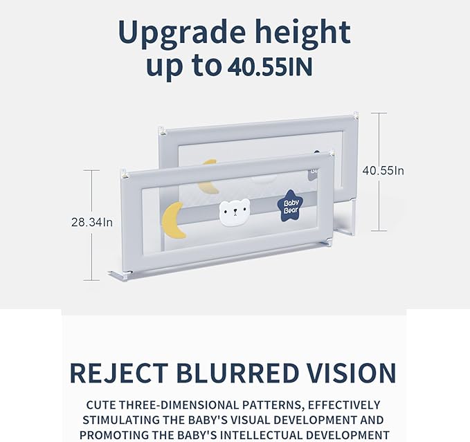 3-Piece U Type Toddler Bed Rails, Folding Baby Bed Guard for Kids, Adjustable, Safety, Convenient Bed Rails, Guard Rail for Twin, Full, Queen& King Size (Pink Cartoon, 74.8x78.74x78.74 Inch)