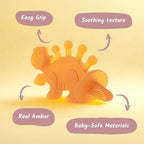 Bambeado Baby Teether Toy: Dibly - The Dino Baby Teething Toys BPA-Free Teethers Inspired by Nature with Natural Rubber Pacifier