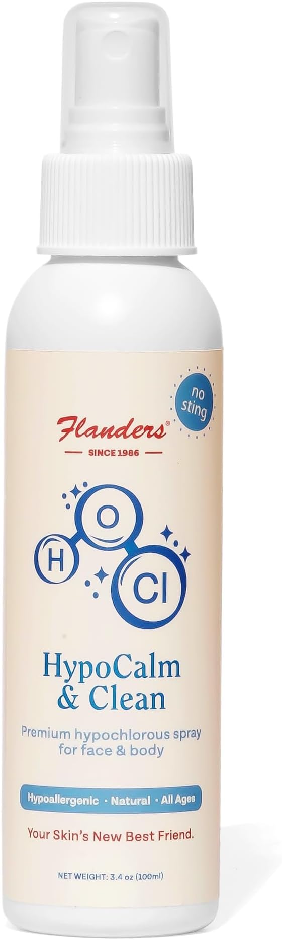 Flanders HypoCalm Hypochlorous Spray – Gentle Skin Cleansing Mist & Travel-Size Topical Solution (3.4 Fl. Oz.)