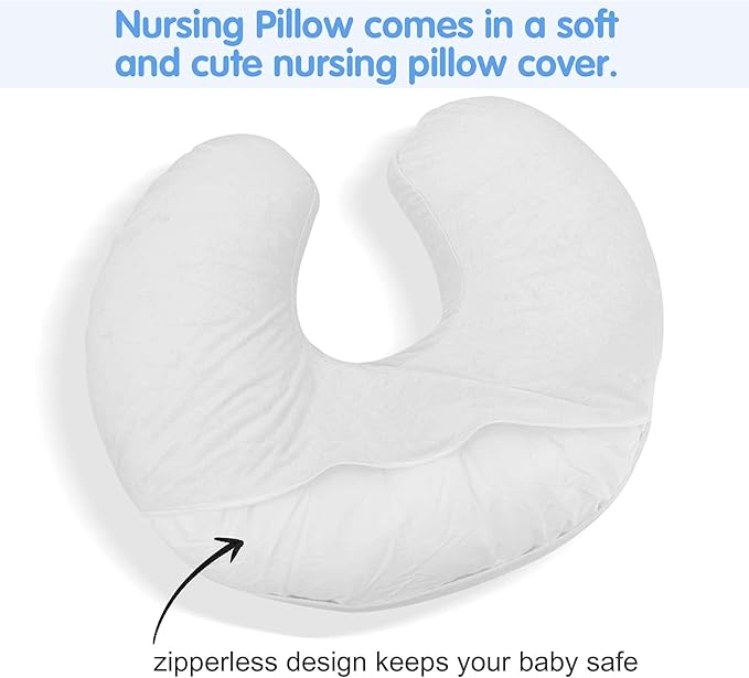 LAT Waterproof Nursing Pillow for Breastfeeding,Waterproof Removable Cover,Ergonomic Breast Feeding Pillows Baby for Baby Boys and Girls,Machine Washable(White)