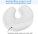 LAT Waterproof Nursing Pillow for Breastfeeding,Waterproof Removable Cover,Ergonomic Breast Feeding Pillows Baby for Baby Boys and Girls,Machine Washable(White)