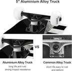 WhiteFang Skateboards for Beginners, Complete Skateboard 31 x 7.88, 7 Layer Canadian Maple Double Kick Concave Standard and Tricks Skateboards for Kids and Beginners