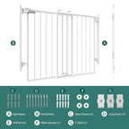Babelio 27-45" No Bottom Bar Baby/Dog Gate with Easy Installation, 2-in-1 Auto Close Design, Suitable for The House, Stairs, and Doorways, Safety Pet Gates with Large Walk-Thru Door, White