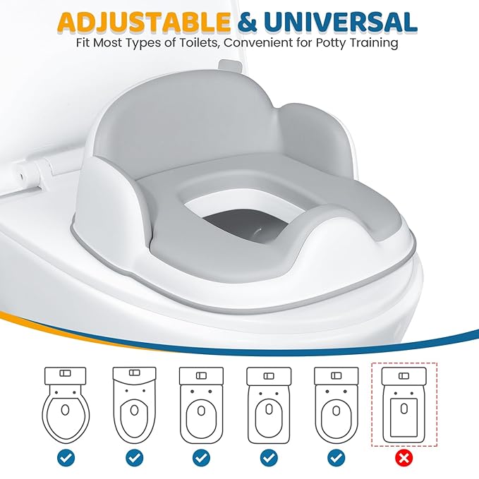 Orzbow 3-in-1 Potty Training Toilet, Detachable Baby Potty, As Toddler Toilet Seat, Chair, Step Stool for Boys & Girls 18+ Months, Potty Training Seat with Splash Guard, Lid, Easy Clean, Gray