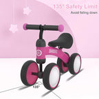 Baby Balance Bike Toys for 12-36 Months Kids Toy Boy and Girls Gifts Toddler Best First Birthday Gift Children Walker No Pedal Infant 4 Wheels Bicycle (Colorful, Rose Red-Light)