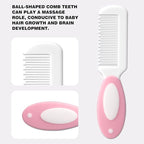 Baby Grooming Kit with Storage Pouch Baby Brush Soft Bristles 5 pcs-Infant Brush, Rounded Comb, Safety Scissors, Nail Clippers & Emery Board -Health Care Kit for Newborns & Toddlers Pink