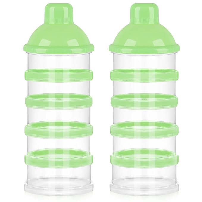 Accmor Formula Dispenser On The Go, 5 Compartments Stackable Formula Container for Travel, Baby Milk Powder Kids Snack Container, BPA Free